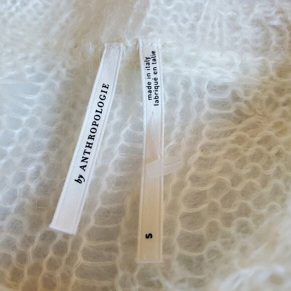 Anthropologie The Posey Stitchy Distressed Wool Blend Ivory Sweater - Small - Picture 2 of 7